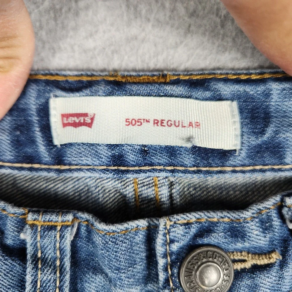 Levi's 505 Regular Jeans Kids 6 Blue Denim Faded Straight Leg Adjustable Waist